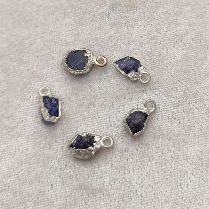 Raw Tanzanite Pendant Silver Electroplated December Birthstone Handcrafted Minimalist Jewelry- Selling Per Piece