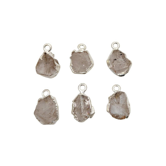 Raw Herkimer Diamond Pendant Silver Electroplated April Birthstone for Healing & Chakra Jewelry- Selling Per Piece