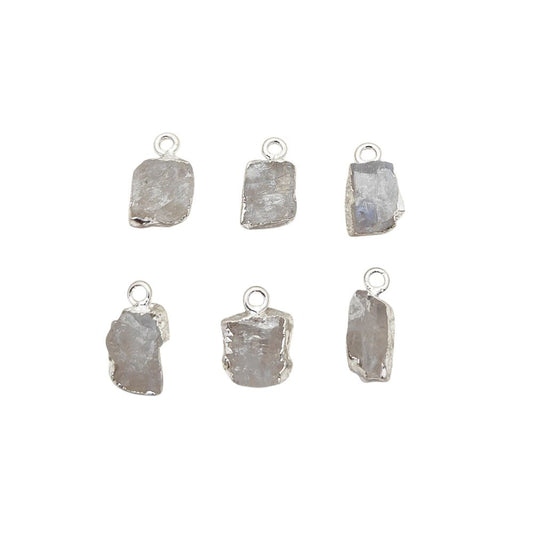 Rainbow Moonstone Healing Pendant Raw Crystal Charm with Silver Electroplated Handmade Jewelry- Selling Per Piece