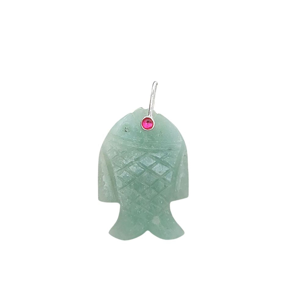Multi Color Gemstone Fish Pendant Hand Carved Crystal Charm with Gold Plated 925 Sterling Silver Bail for Necklace Making
