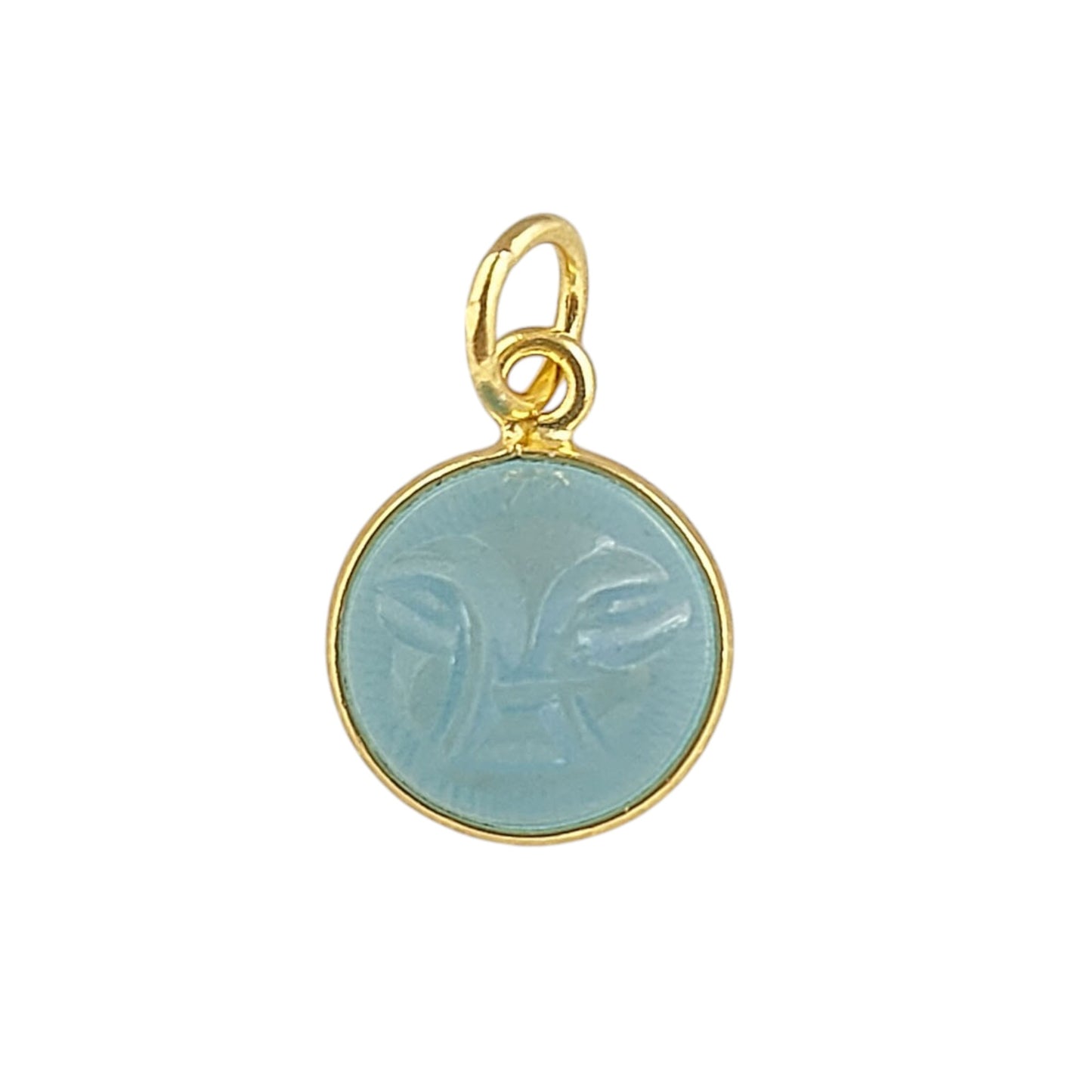 Unique Aqua Chalcedony Moon Face Pendant Handmade Gold Plated Sterling Silver Bezel Set Carved Gemstone Jewelry- Selling Per Piece