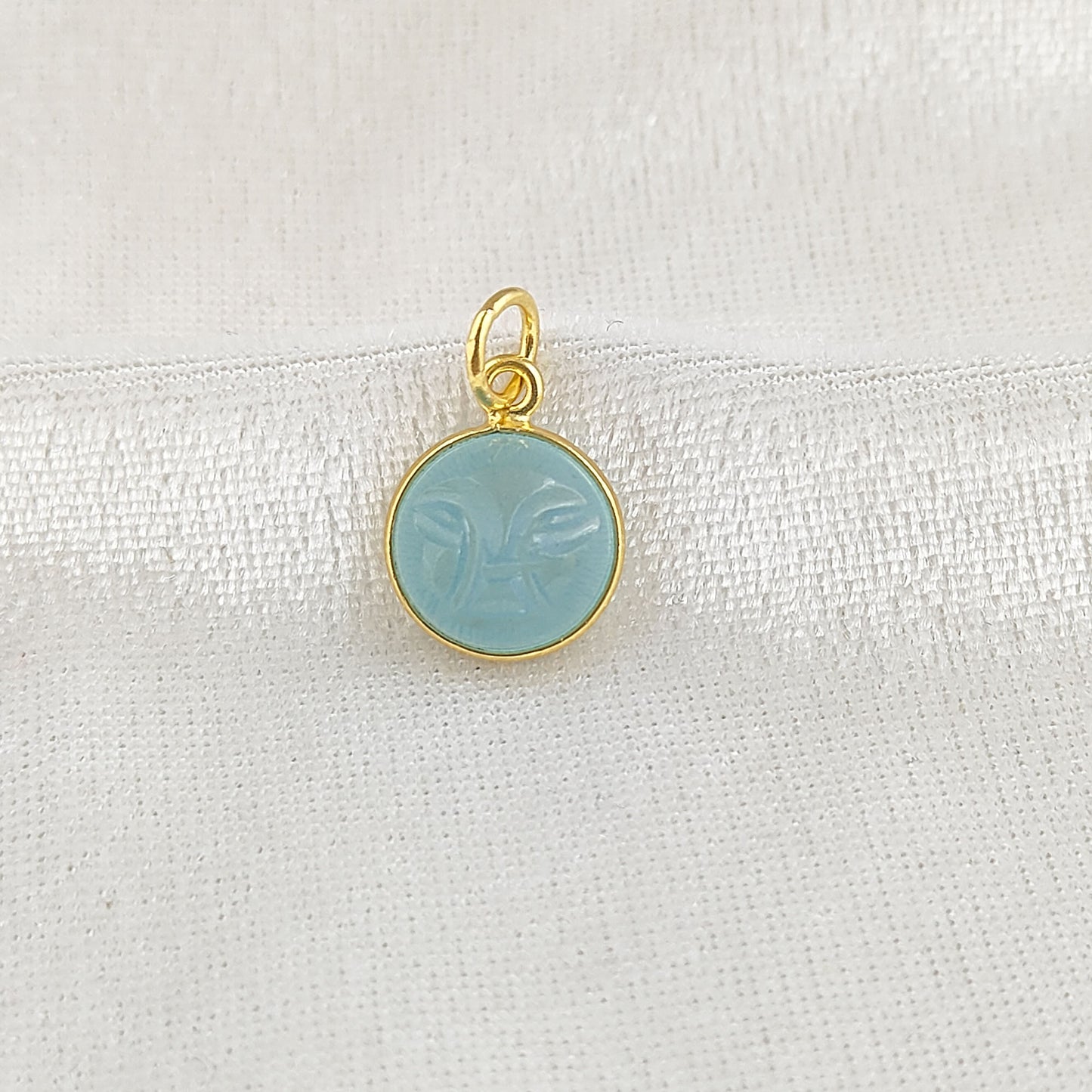 Unique Aqua Chalcedony Moon Face Pendant Handmade Gold Plated Sterling Silver Bezel Set Carved Gemstone Jewelry- Selling Per Piece