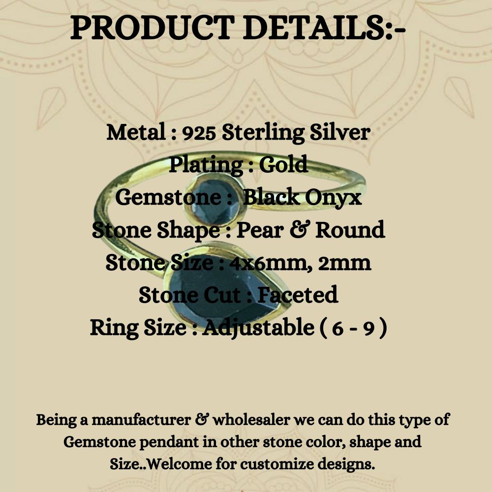 Adjustable Double Stone Open Band Ring