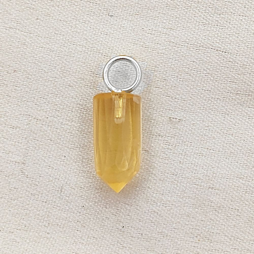 Handmade Citrine Pencil Point Pendant in Gold Plated 925 Sterling Silver 14x6mm Natural Yellow Gemstone Spike Charm- Selling Per Piece