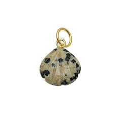 Handmade Dalmatian Jasper Pendant Heart Seashell Charm in Gold Plated Sterling Silver