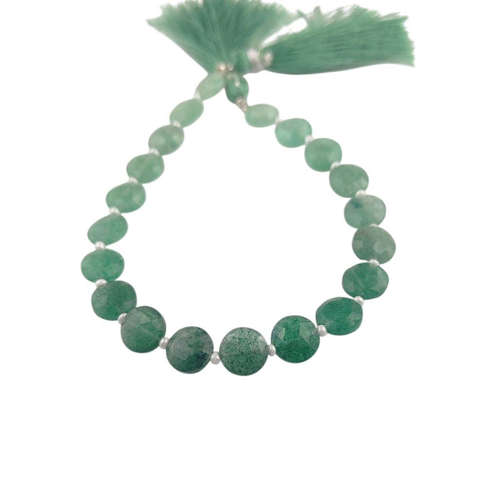 Handmade Green Strawberry Quartz Coin Beads