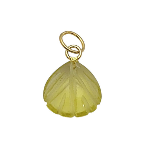 Handmade Lemon Quartz Pendant with Heart Seashell Charm in Plated Sterling Silver