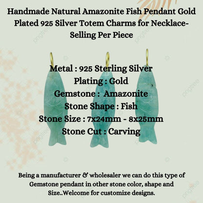 Close-up of amazonite fish totem charm for necklace making