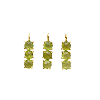 Handmade peridot gemstone necklace with three 6mm round stones