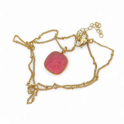 Handmade Pink Tourmaline Quartz Necklace October Birthstone Jewelry Gift for Her- Selling Per Piece