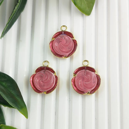 Pink Tourmaline Rose Pendant – Elegant & Handmade