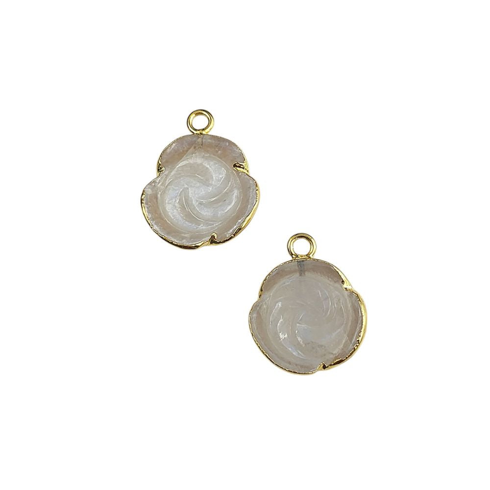 Gold-Plated Moonstone Necklace | Handmade Floral Gemstone Pendant
