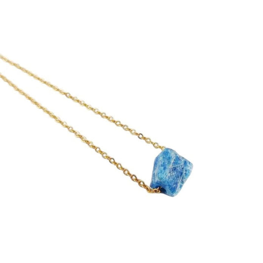 Handmade Raw Apatite Necklace – Gold Plated Adjustable Chain