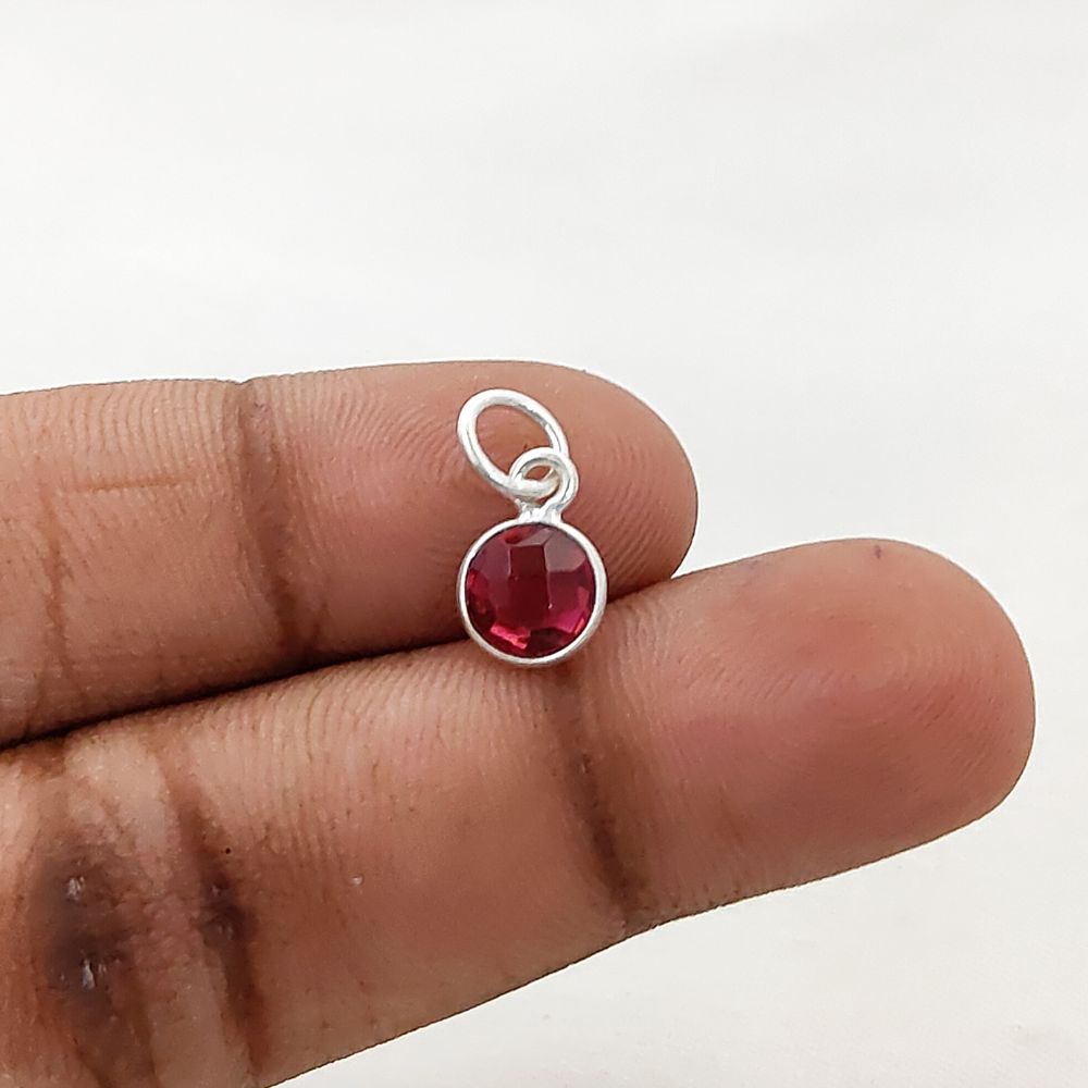 Handmade Ruby Pendant for Necklace 6mm Round Faceted July Birthstone Charm in Gold Vermeil & 925 Sterling Silver- Selling Per Piece