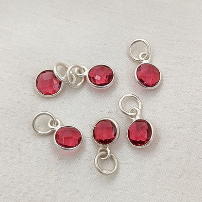 Handmade Ruby Pendant for Necklace 6mm Round Faceted July Birthstone Charm in Gold Vermeil & 925 Sterling Silver- Selling Per Piece