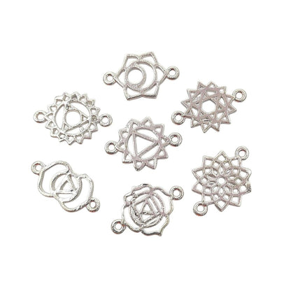 Handmade Gold & Silver 7 Chakra Charm Set Yoga Meditation Jewelry Connectors & DIY Findings- Selling According Variation