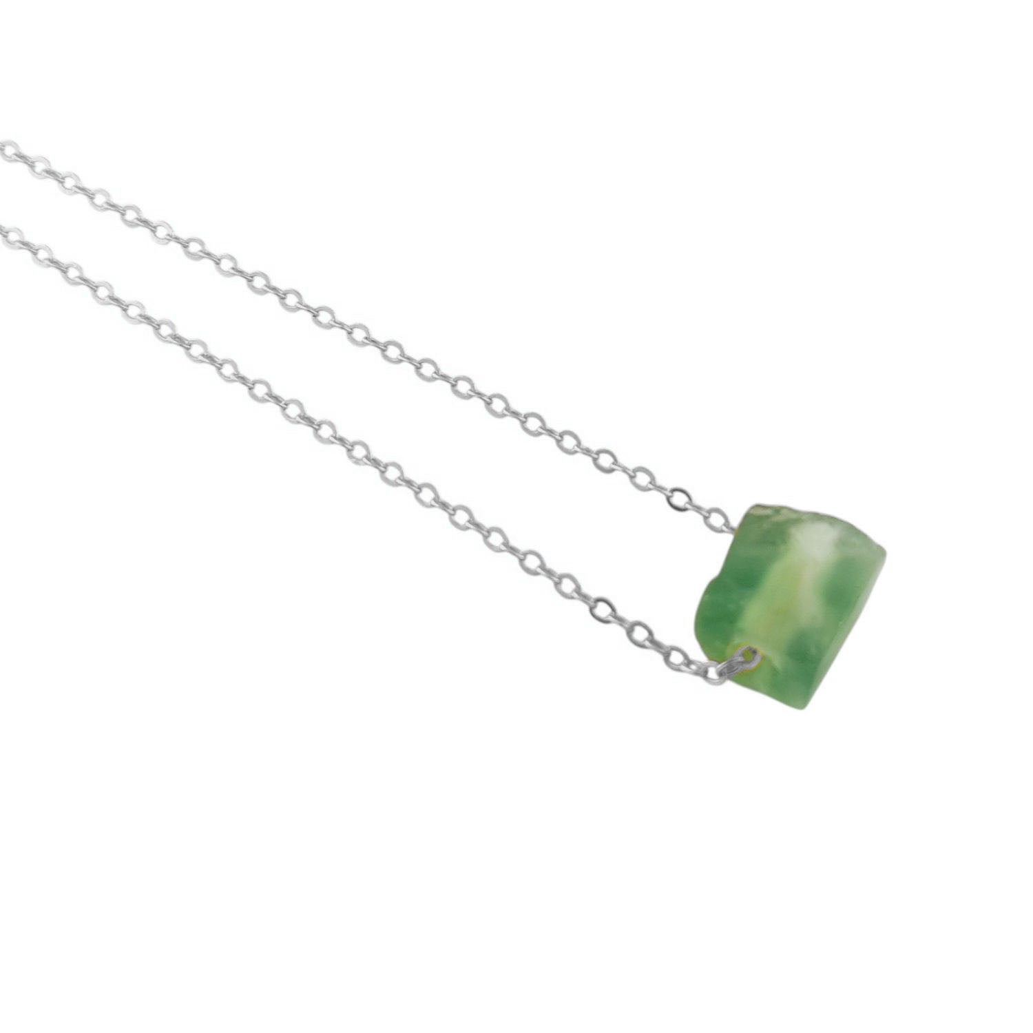 Handmade fluorite necklace with silver plated chain spiritual gemstone jewelry