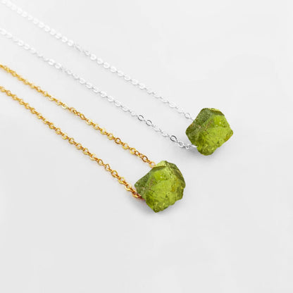 Peridot Birthstone Necklace August Birthstone Jewelry Silver Plated Adjustable Chain