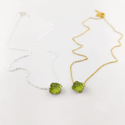 Peridot Birthstone Necklace August Birthstone Jewelry Silver Plated Adjustable Chain