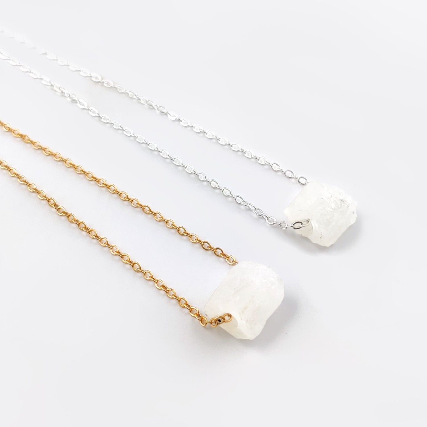 Boho Rainbow Moonstone Necklace Handmade Birthstone Jewelry with Silver Plated Chain
