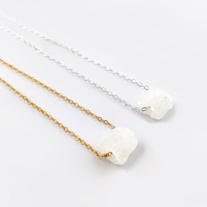 Boho Rainbow Moonstone Necklace Handmade Birthstone Jewelry with Silver Plated Chain