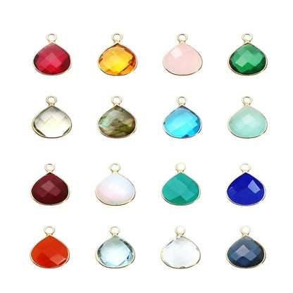 Heart Shape 10mm Multi-Gemstone Pendant Faceted 925 Sterling Silver Drop Charm for Necklaces