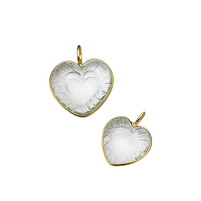 Elegant Clear Quartz Heart Pendant Handmade Gemstone Jewelry in Gold Plated Sterling Silver- Selling Per Piece