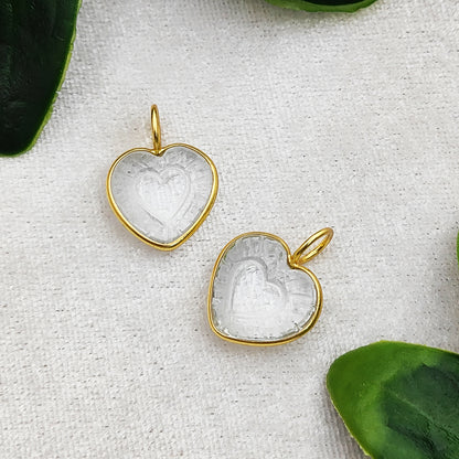 Elegant Clear Quartz Heart Pendant Handmade Gemstone Jewelry in Gold Plated Sterling Silver- Selling Per Piece