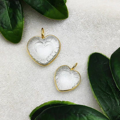 Elegant Clear Quartz Heart Pendant Handmade Gemstone Jewelry in Gold Plated Sterling Silver- Selling Per Piece