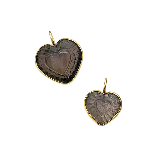 Smoky Quartz Heart-Shaped Crystal Pendant Gold Plated Sterling Silver Jewelry Gift for Women- Selling Per Piece