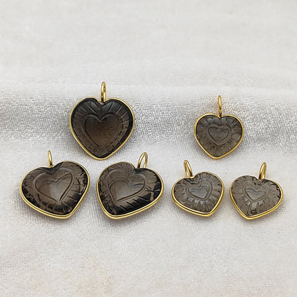 Smoky Quartz Heart-Shaped Crystal Pendant Gold Plated Sterling Silver Jewelry Gift for Women- Selling Per Piece