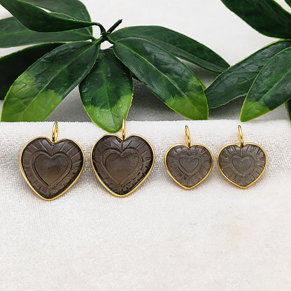 Smoky Quartz Heart-Shaped Crystal Pendant Gold Plated Sterling Silver Jewelry Gift for Women- Selling Per Piece
