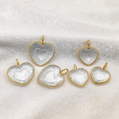 Heart Shaped Crystal Pendant in Gold Plated 925 Sterling Silver Handmade Bezel Set Gemstone Charm for Women- Selling Per Piece