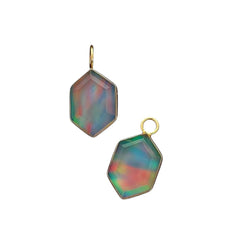 Hexagon Opal Crystal Charm Gold Plated Bezel Pendant for Unique Handmade Jewelry- Selling Per Piece