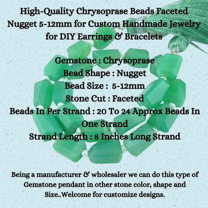High-Quality Chrysoprase Beads Faceted Nugget 5-12mm for Custom Handmade Jewelry for DIY Earrings & Bracelets