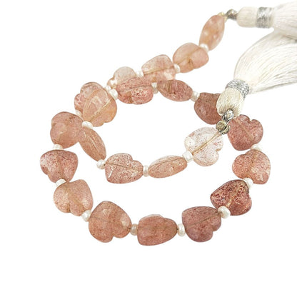 High-Quality Pink Strawberry Quartz Faceted Heart Beads A Soft & Elegant Touch for Jewelry Creations