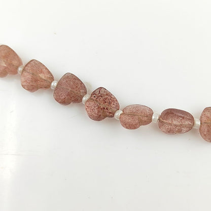 High-Quality Pink Strawberry Quartz Faceted Heart Beads A Soft & Elegant Touch for Jewelry Creations