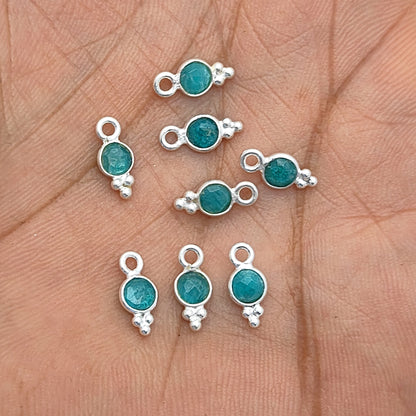 Handcrafted 4mm Round Emerald Bezel-Set Charm Pendant