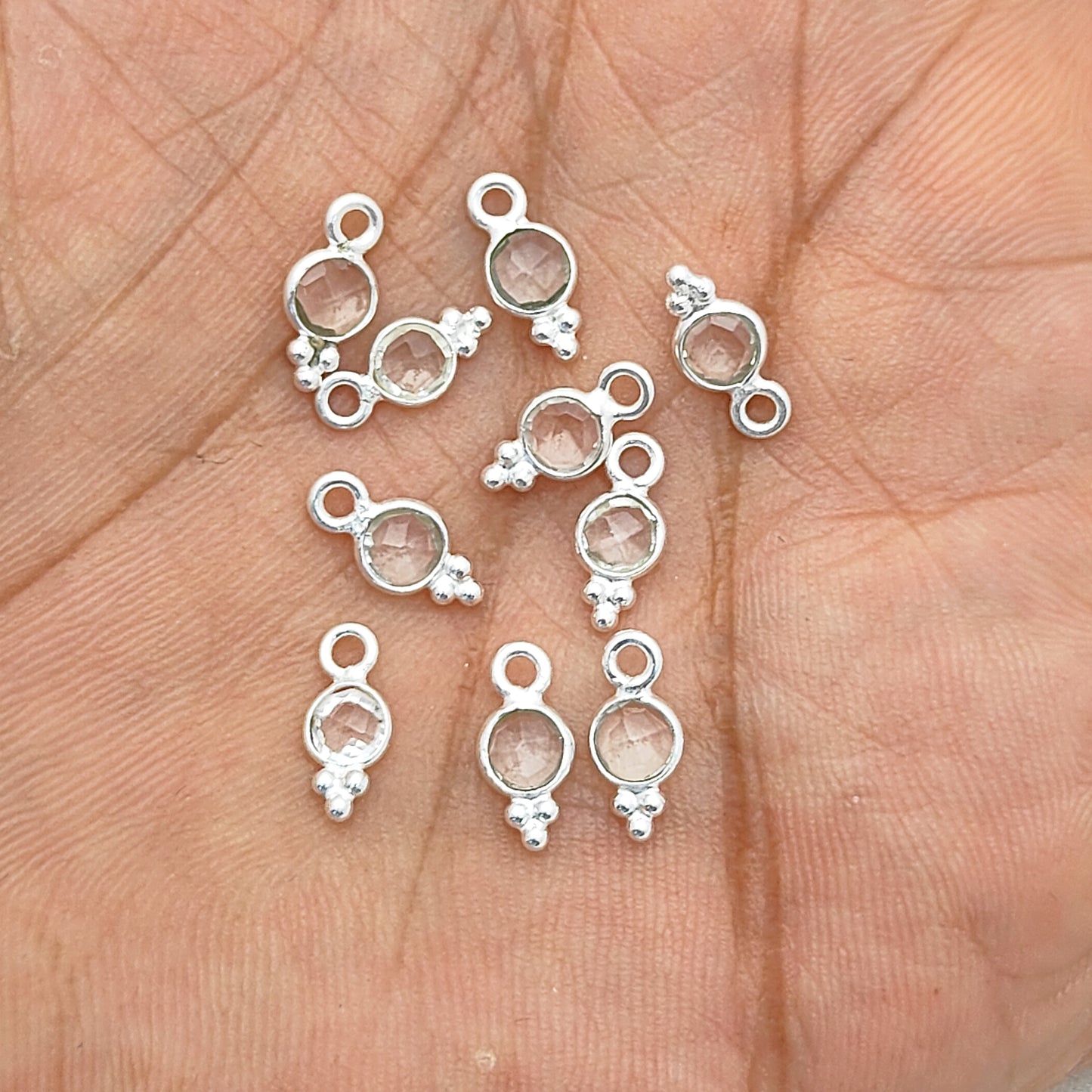 Natural 4mm Round Clear Quartz Charm Pendant for DIY Jewelry Making