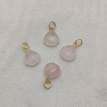 Delicate Rose Quartz Seashell Pendant Handmade 925 Sterling Silver Jewelry