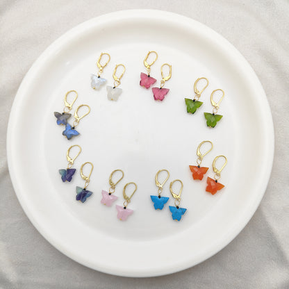 Handcrafted Multi-Gemstone Butterfly Earrings Gold Plated Sterling Silver Boho Danglers- Selling Per Piece