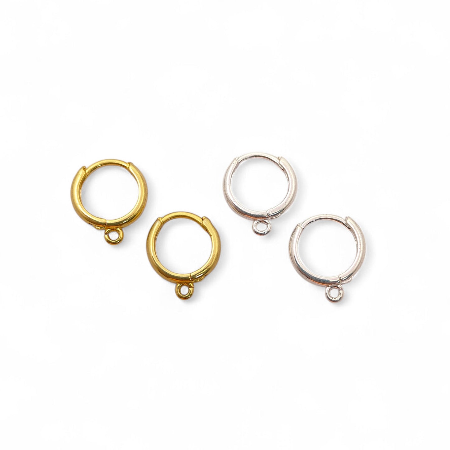 DIY Earring Making Supplies Gold & Silver Plated Single Loop Round Hoop Earrings, Metal Findings for Jewelry Crafting- Selling Per Piece