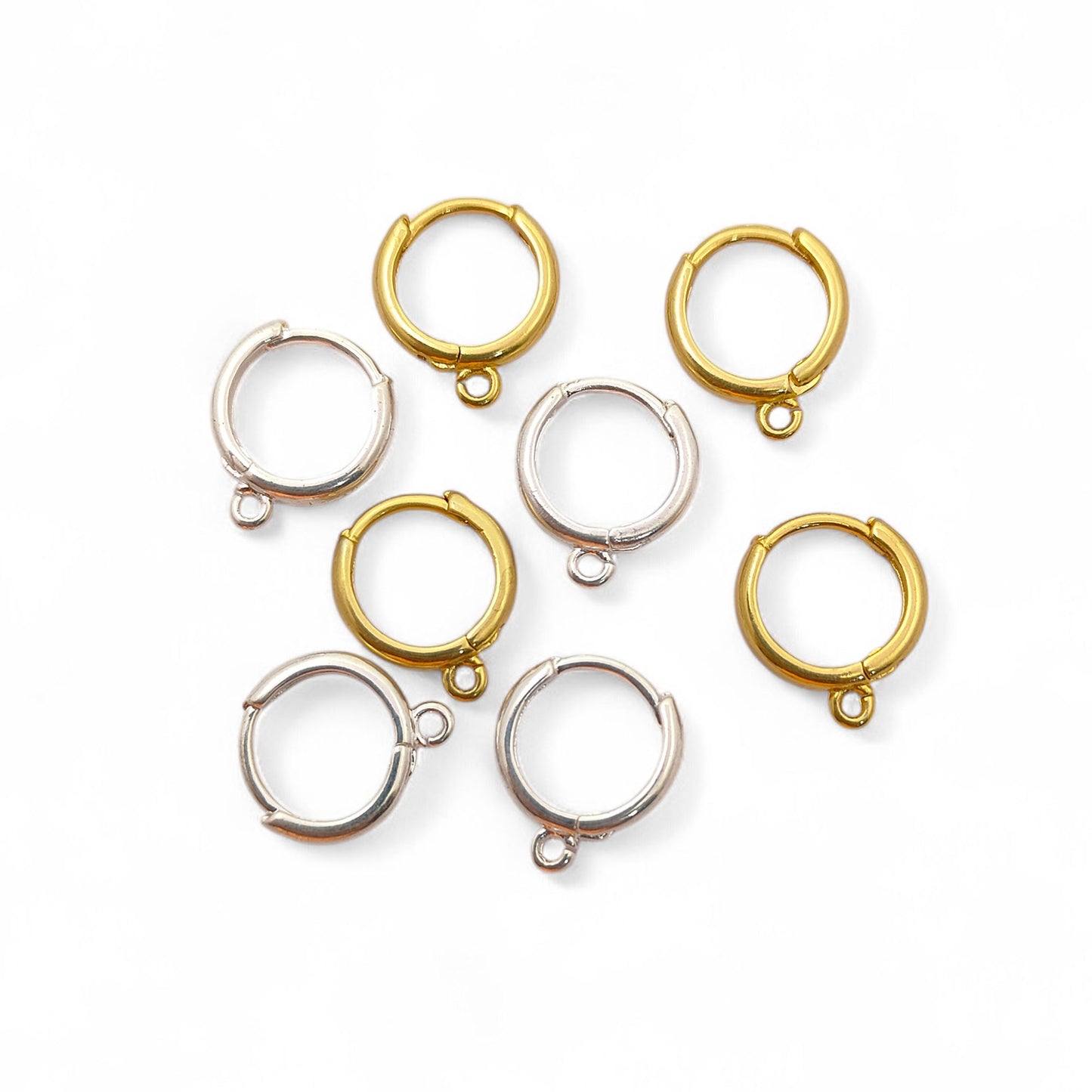 DIY Earring Making Supplies Gold & Silver Plated Single Loop Round Hoop Earrings, Metal Findings for Jewelry Crafting- Selling Per Piece