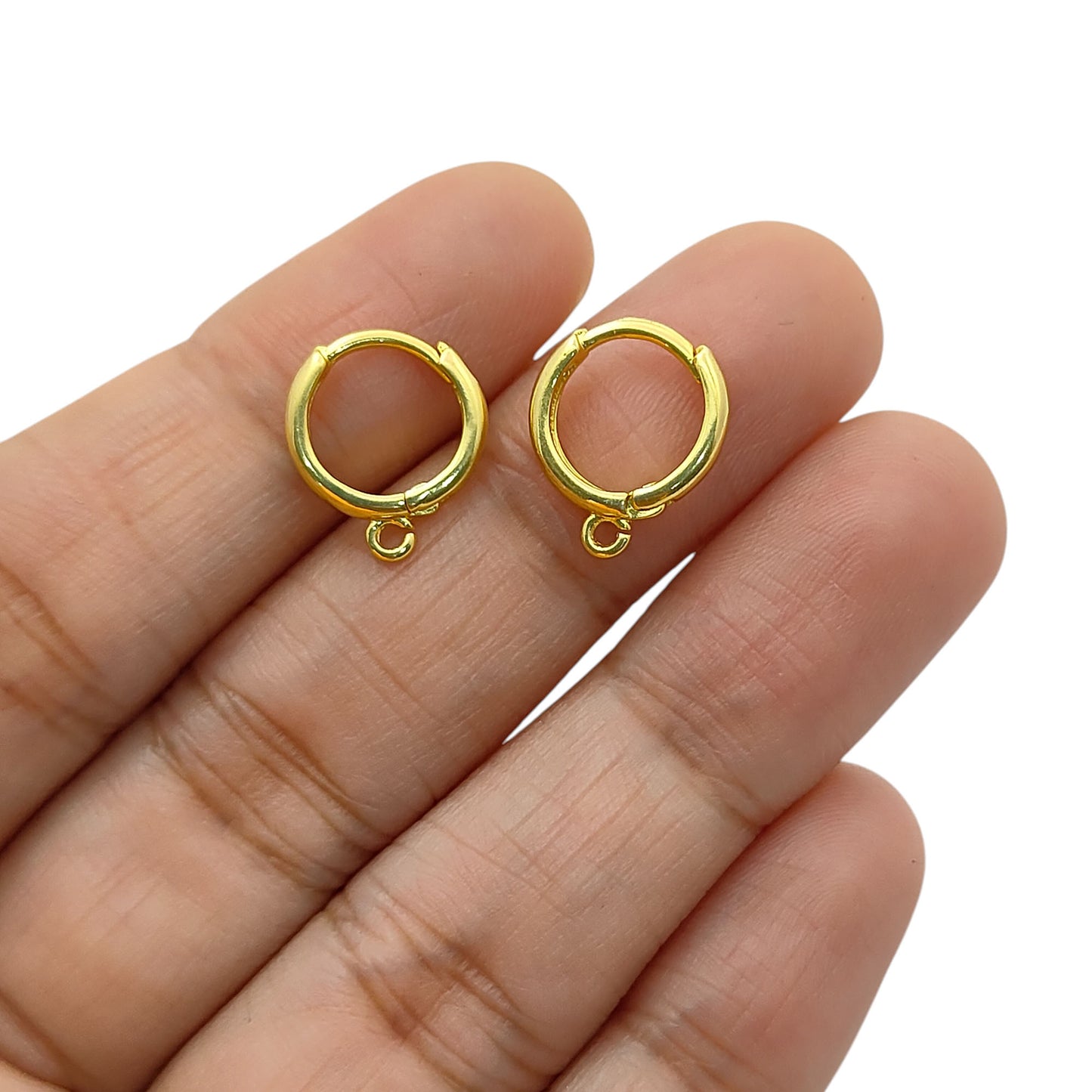 DIY Earring Making Supplies Gold & Silver Plated Single Loop Round Hoop Earrings, Metal Findings for Jewelry Crafting- Selling Per Piece