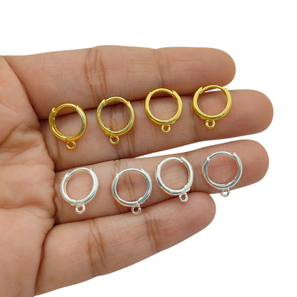 DIY Earring Making Supplies Gold & Silver Plated Single Loop Round Hoop Earrings, Metal Findings for Jewelry Crafting- Selling Per Piece