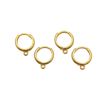 DIY Earring Making Supplies Gold & Silver Plated Single Loop Round Hoop Earrings, Metal Findings for Jewelry Crafting- Selling Per Piece