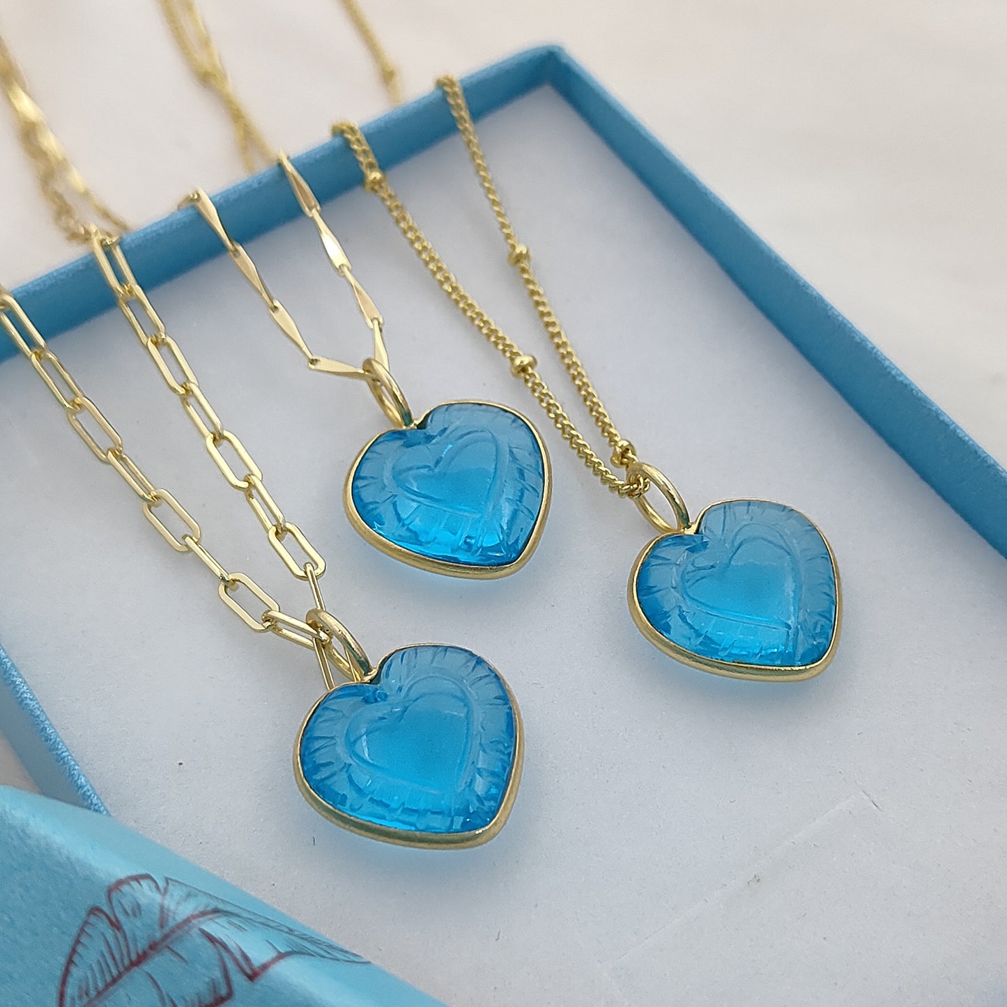Handmade Swiss Blue Topaz Heart Pendant for Necklace Minimalist Heart Shaped Gemstone Jewelry- Selling Per Necklace