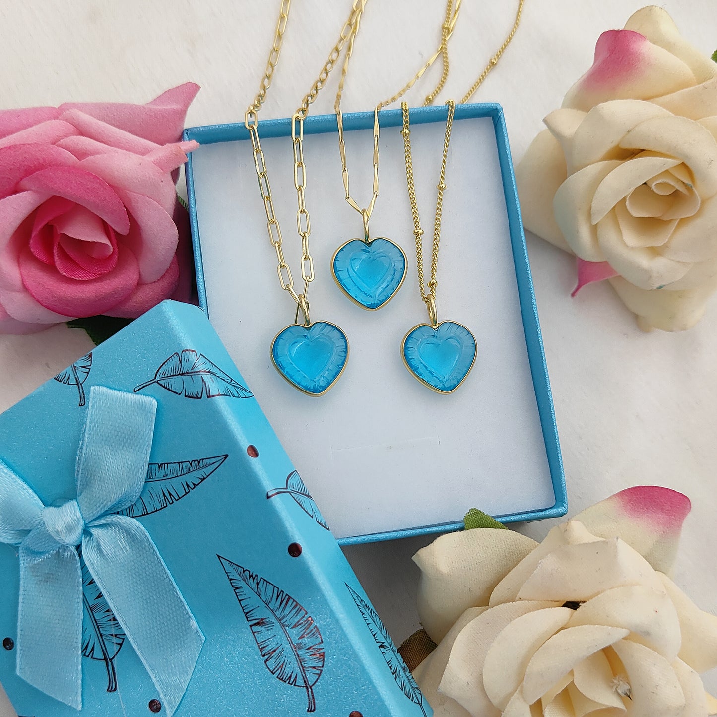 Handmade Swiss Blue Topaz Heart Pendant for Necklace Minimalist Heart Shaped Gemstone Jewelry- Selling Per Necklace