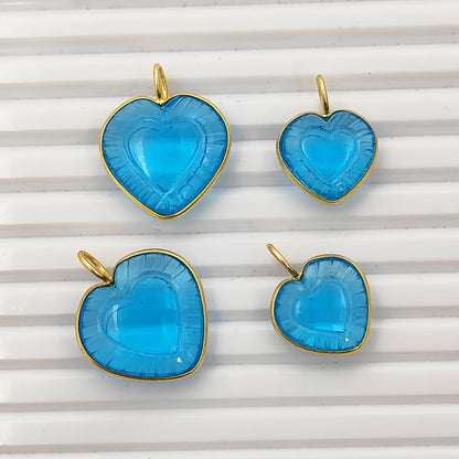 Handmade Swiss Blue Topaz Heart Pendant Gold Plated Silver Dainty Gemstone Jewelry- Selling Per Piece