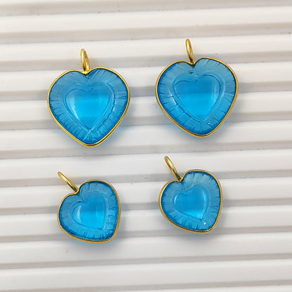 Handmade Swiss Blue Topaz Heart Pendant Gold Plated Silver Dainty Gemstone Jewelry- Selling Per Piece